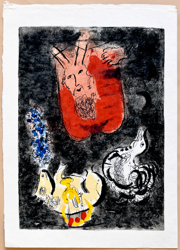 Moses zerbricht die Gesetzestafeln - Lithograph...