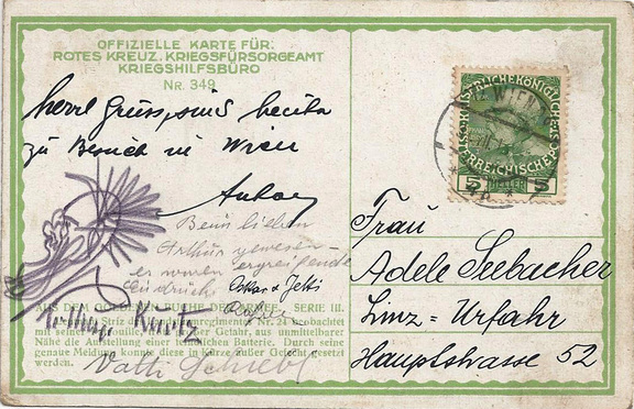 Zeichnung auf Postkarte 