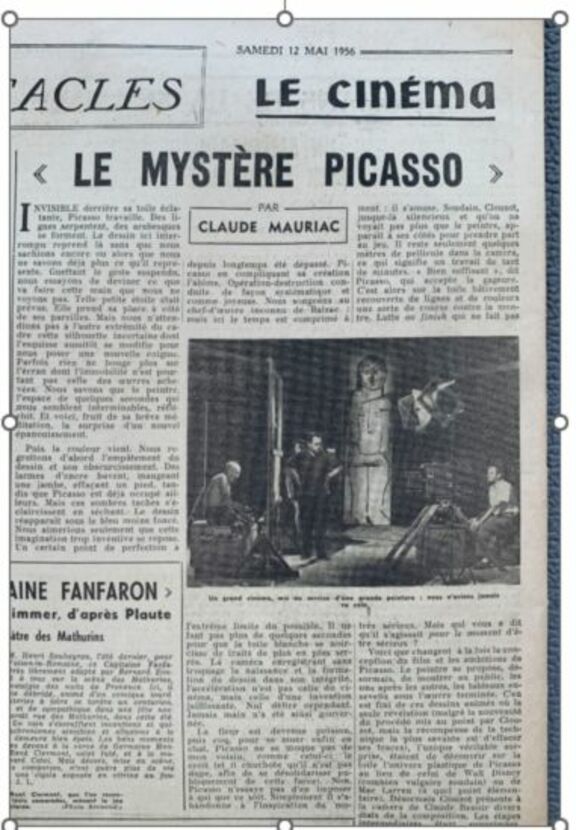 Le Mystere Picasso - Zeitungsausschnitt